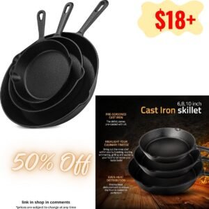 Cast iron Skillets 3 Piece Set