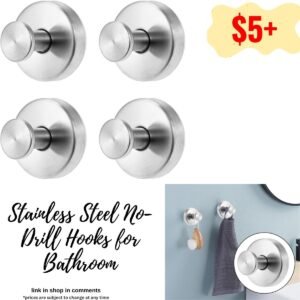 Stainless Steel No-Drill Hooks for Bathroom