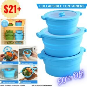 Collapsible Silicone Containers - 3 Pack