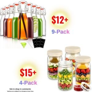 Glass Jar 4 Pack | 9 Pack Glass Bottles