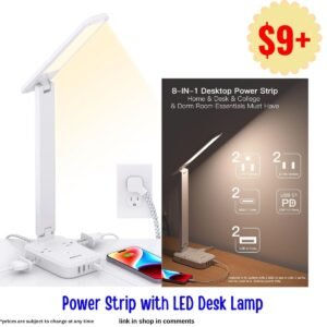 Power Strip with LED Desk Lamp