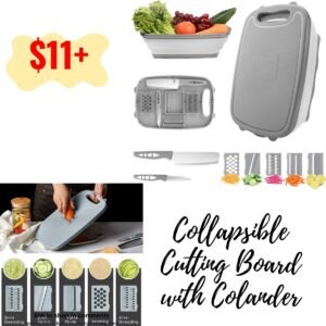 Collapsible Cutting Board with Colander