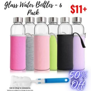 Glass Water Bottles - 6 Pack