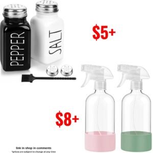 Salt and Pepper Shakers Set  ! 2 Pack Glass Spray Bottles