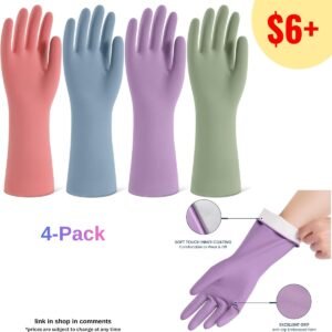 Rubber Cleaning Gloves - 4 Pairs