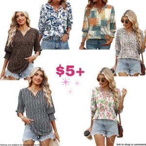 3/4 Length Sleeve Womens Tops