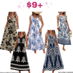 V Neck Summer Midi Dresses