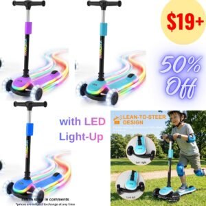 Kids Kick Scooter with LED Light-Up