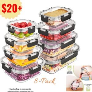 8 Pack Glass Food Storage Containers