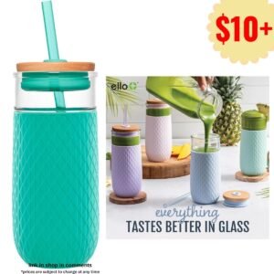 18oz Glass Tumbler with Straw