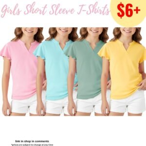 Girls Ruffle Short Sleeve T Shirts