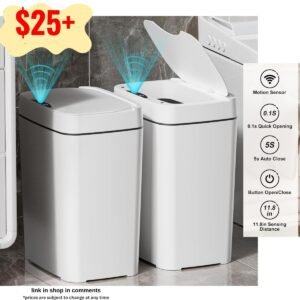 2 Pack 2.7 Gal Bathroom Trash Can with Lid