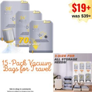 15-Pack Vacuum Bags for Travel
