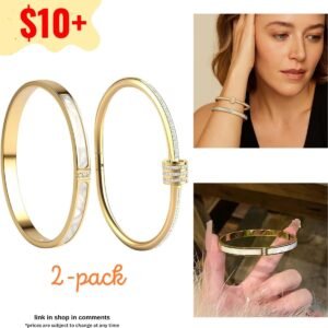 2pcs Gold Bangle Bracelets