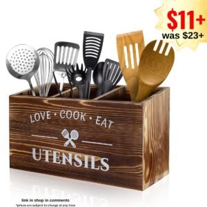 Rustic Wood Utensil Caddy