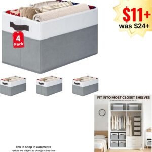 4 Pack Large Closet Storage Baskets