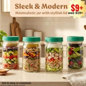 4 Pack Glass Salad Jars