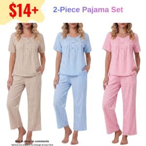 2 Set Gingham Pajama Set