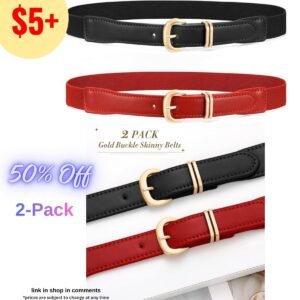 2 Pack Women Skinny Elastic Belt