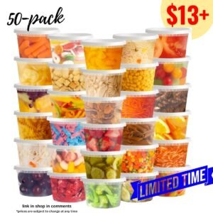 50 Sets 16 Oz Plastic Deli Containers