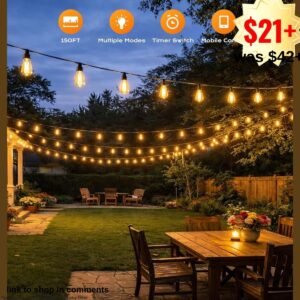 Outdoor String Lights, 148FT