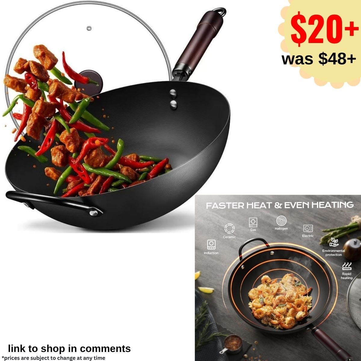 13 Inch carbon steel woks