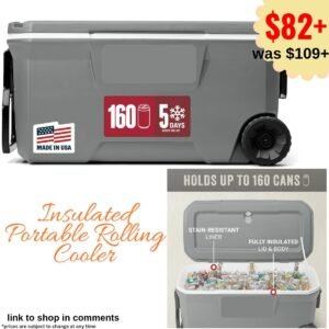 Insulated Portable Rolling Cooler