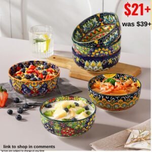 Bohemian Colorful Ceramic Soup Bowls