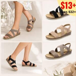 Women's Ankle Strap Low Wedge Sandals