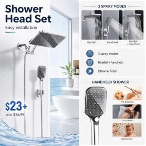Rain Shower Head with Handheld Spray Combo