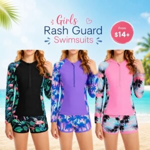 Girls Rash Guard Swimsuits