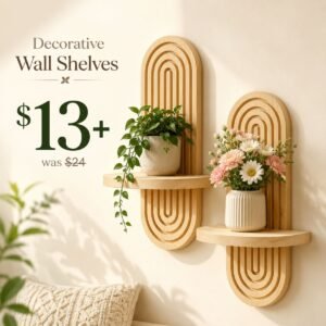 2 Pcs Wood Boho Arched Wall Shelf