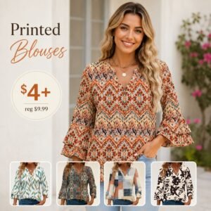 3/4 Length Sleeve Womens Tops