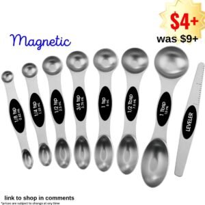 Pack of 8 Stainless Steel Magnetic Measuring Spoons Set