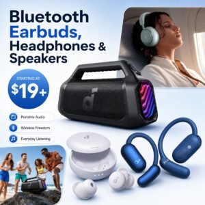 Branded eadbuds, headphones and speakers