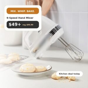 Hand Blender Electric Mixer with 9 Speed Settings
