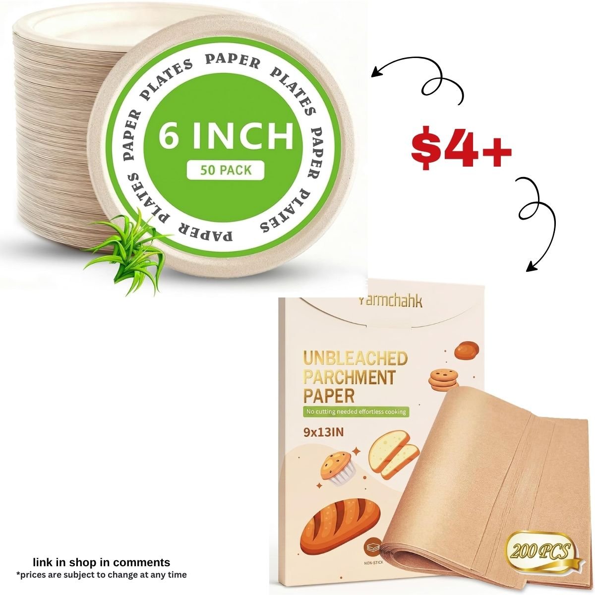 100-pack Parchment Paper , 50-pack Paper Plates