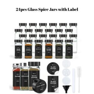 24pcs Glass Spice Jars with Label