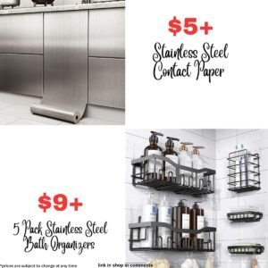 5 Pack Rustproof Stainless Steel Bath Organizers| Stainless Steel Contact Paper