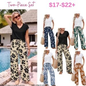Two-Piece, Wide Leg Pants Set for Women