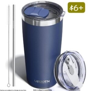 20oz, Travel Coffee Mug with Dual Lids and Straw