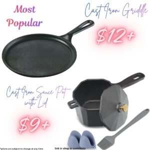 Cast Iron Griddle | Cast Iron Sauce Pot with Lid
