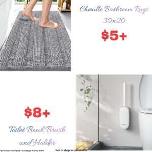 Chenille Bathroom Rugs| Toilet Brush Set