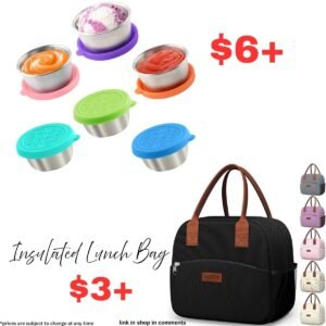 Stainless steel condiment cups| Insulated Lunch Bag