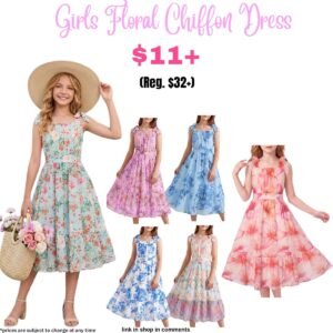 Girls Floral Chiffon Dress