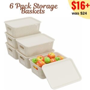 6 Pack Plastic Storage Baskets
