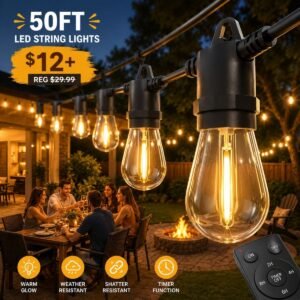 50FT LED Outdoor String Lights