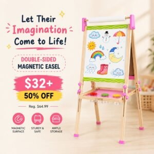 Double-Sided Magnetic Wooden Easel
