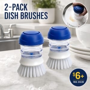 2 Pack Dish Brush with Soap Dispenser