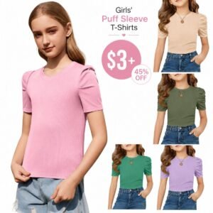 Girls Puff Short Sleeve T Shirts